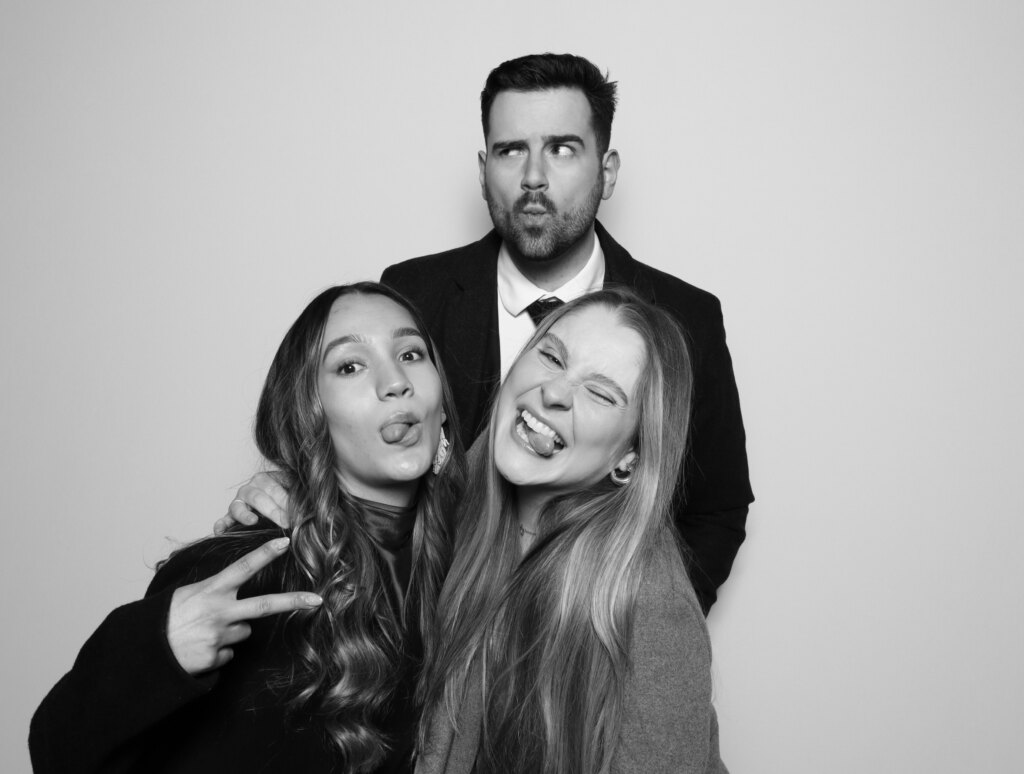 Candid photo booth moment with Captics at a celebration in the Tri-Cities of Ontario