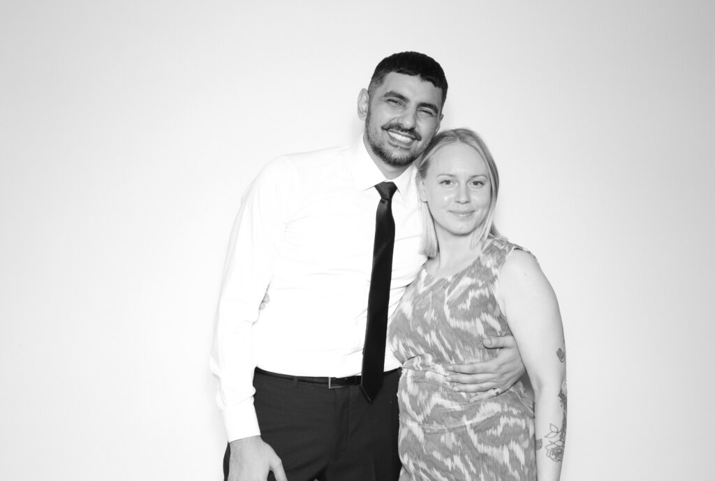 Candid photo booth moment with Captics at a celebration in the Tri-Cities of Ontario