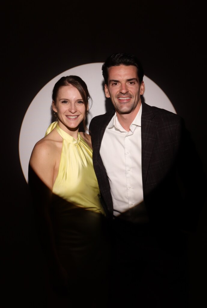 The Captics open-air photo booth capturing memories at a engagement party in Kitchener, Ontario
